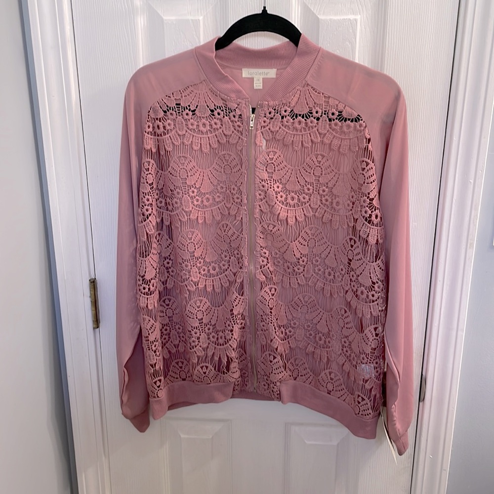 Loralette Zipped up sheer jacket. Sized 1X